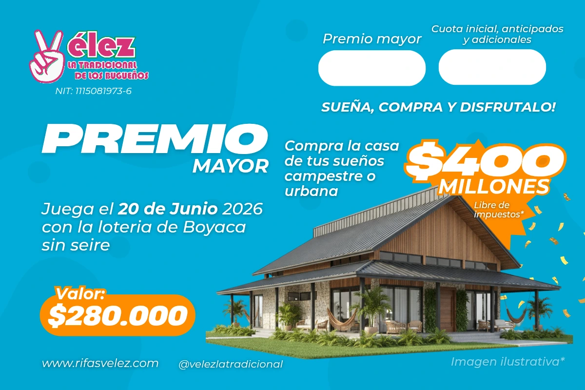 Sorteo de casa evaluada en 400 millones y otros premios adicionales