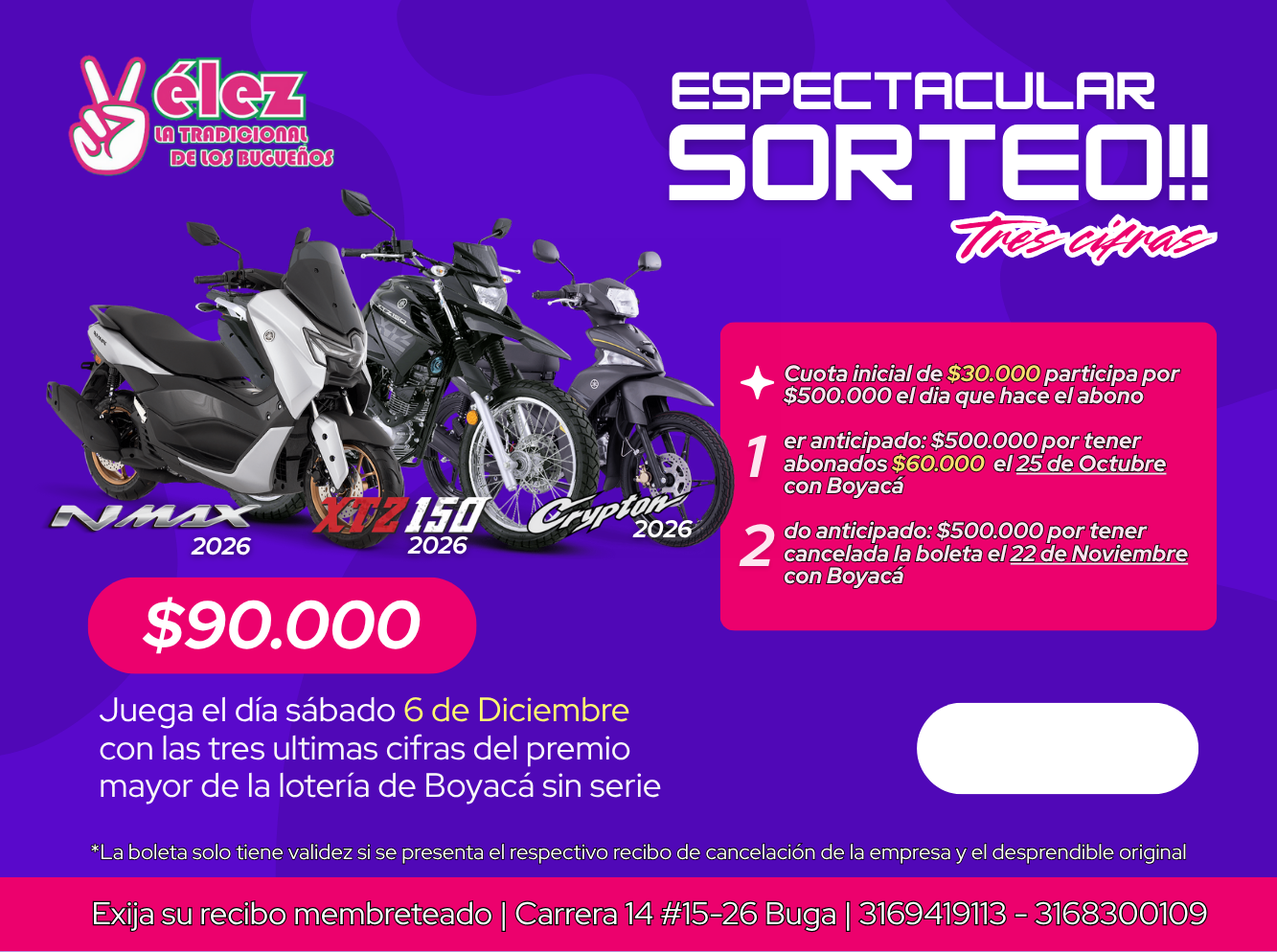 Sorteo de motos Vélez